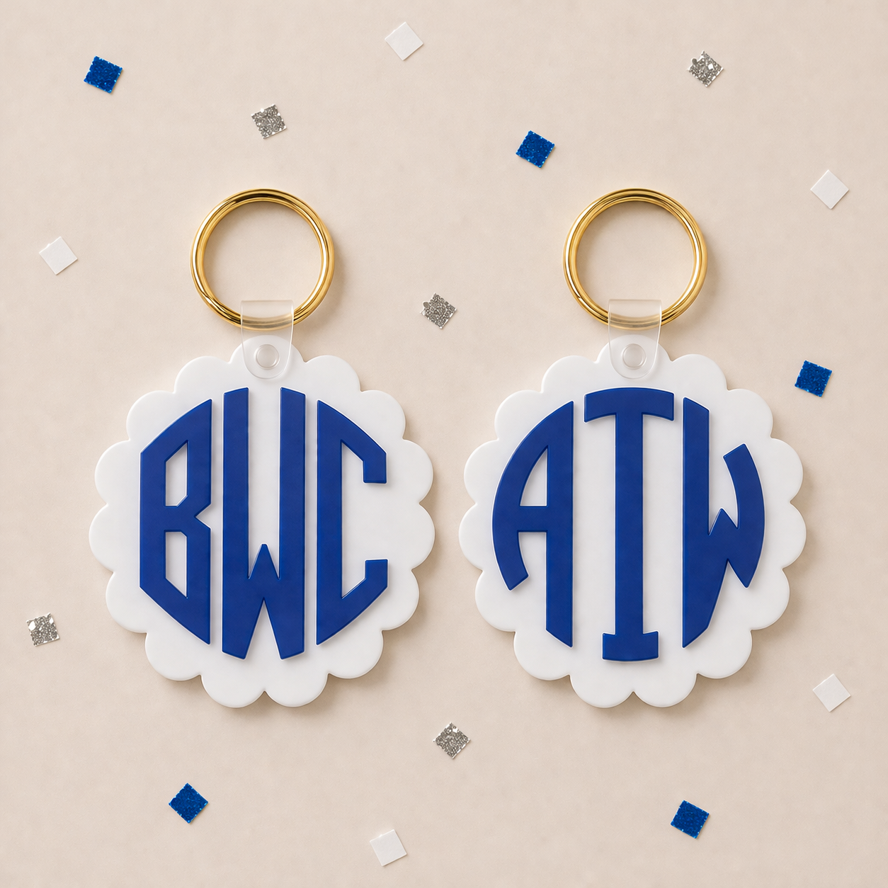 Custom Scalloped Acrylic Keychain – ELS or Initials