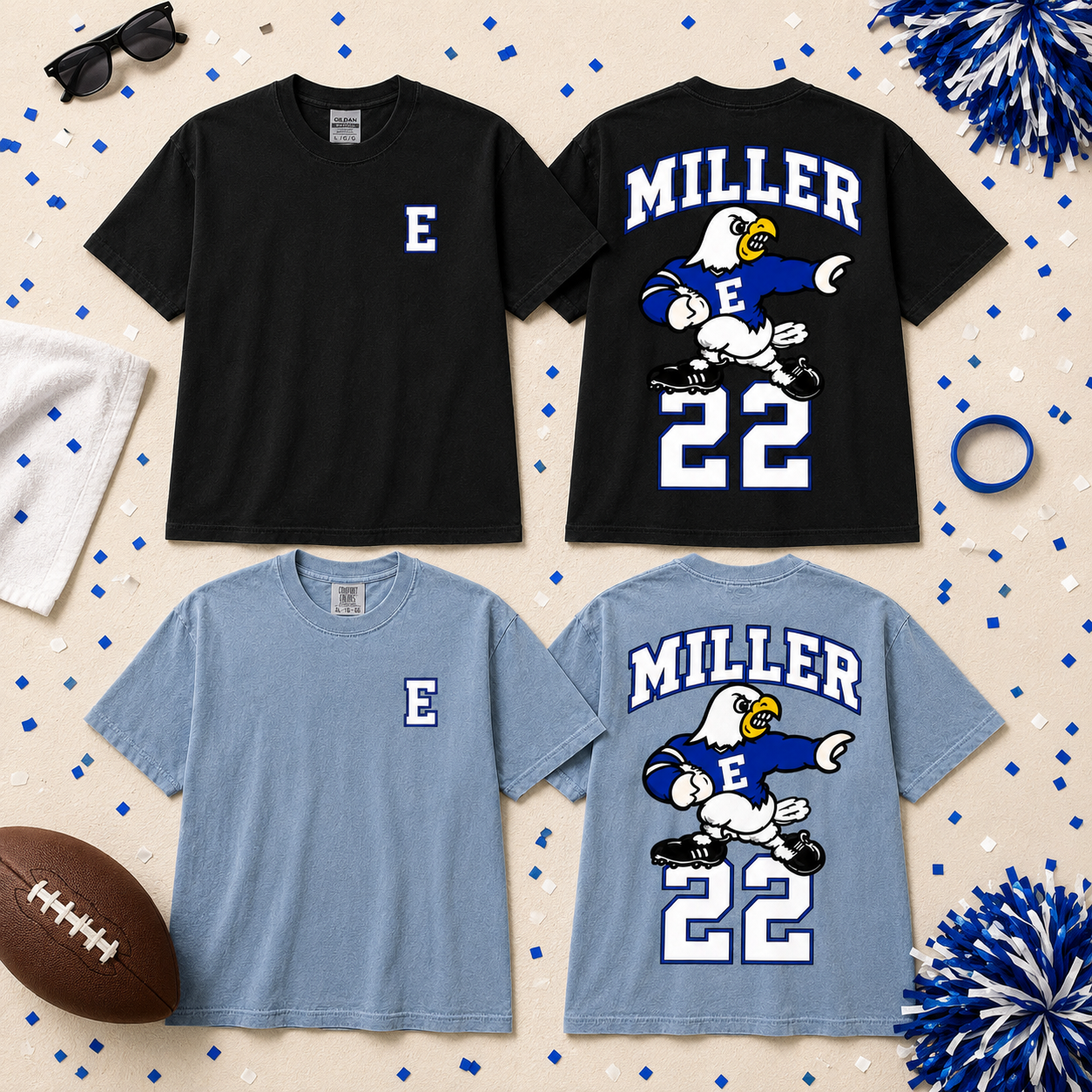 Personalized Varsity Mascot Tee | Custom Name & Number Spirit Shirt