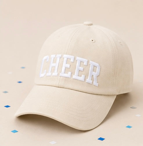 CHEER Embroidered Dad Hat | Ivory Baseball Cap | Game Day Cheer Hat