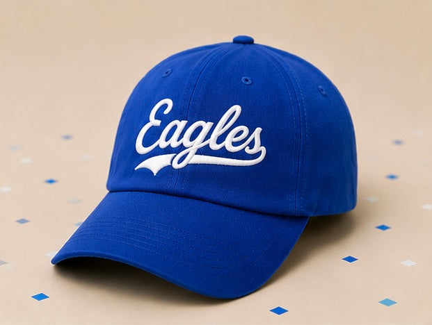 Eagles Script Embroidered Hat | Royal Blue Baseball Cap | Game Day Spirit Hat