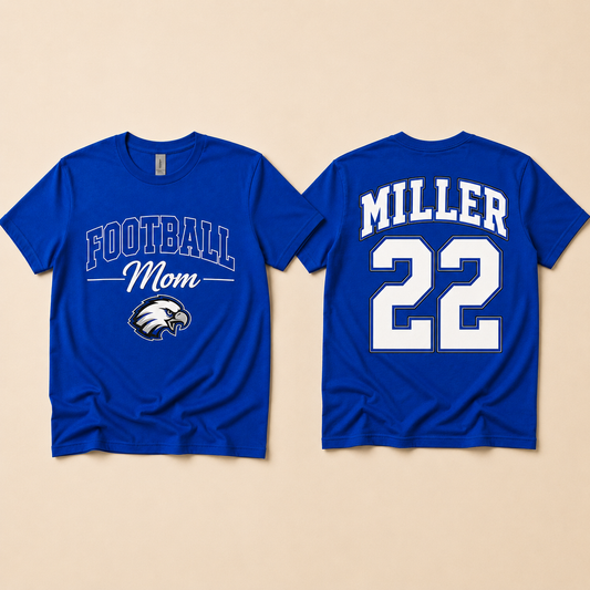 Personalized Football Mom Tee | Custom Name & Number Spirit Shirt