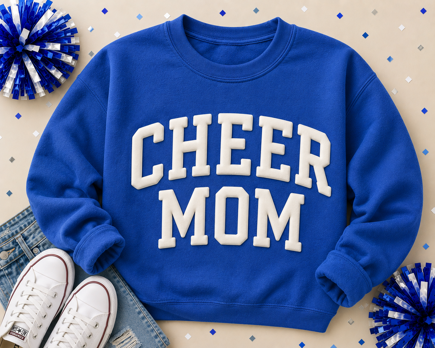 CHEER MOM Puff Crewneck Sweatshirt