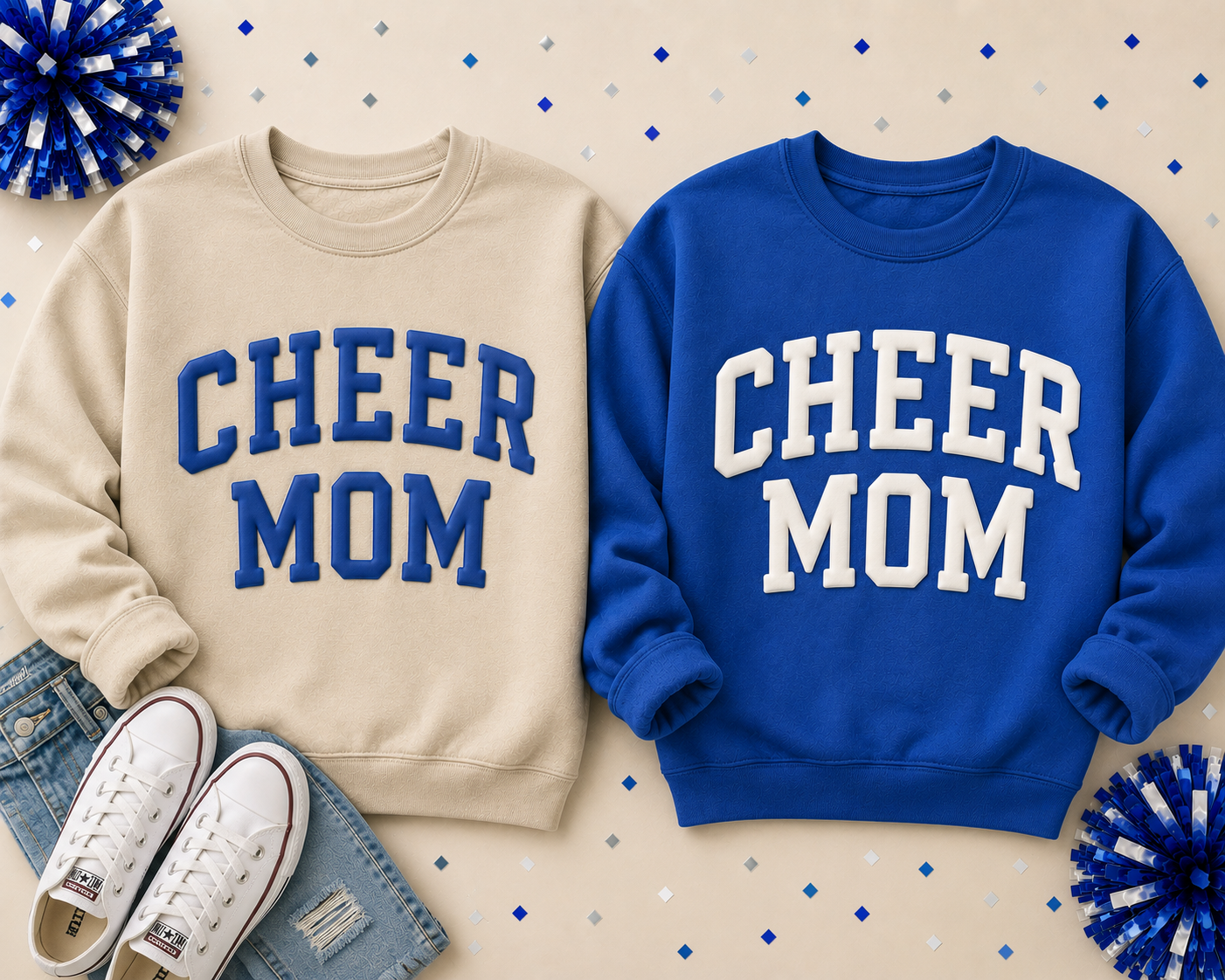 CHEER MOM Puff Crewneck Sweatshirt